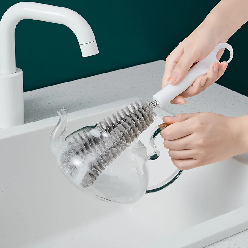 New durable soft plastic Dish bottle multi-functional wash cleaning brush with long hand for Kitchen