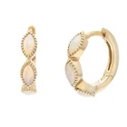 Hoop Earring Gemnel Fashion Huggie 925 Sterling Silver Marquis Opal Hoop Earring