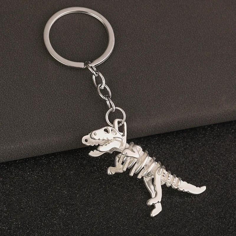 Alloy Skeleton Dinosaur Keychain Halloween Skull Terror Key Pendant Vintage Gift For Men Key Ring Chain  Party Creative Gifts