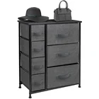 Storage Dresser With Drawers Steel Frame Wood Top Easy Pull Fabric Bins Storage Tower Unit