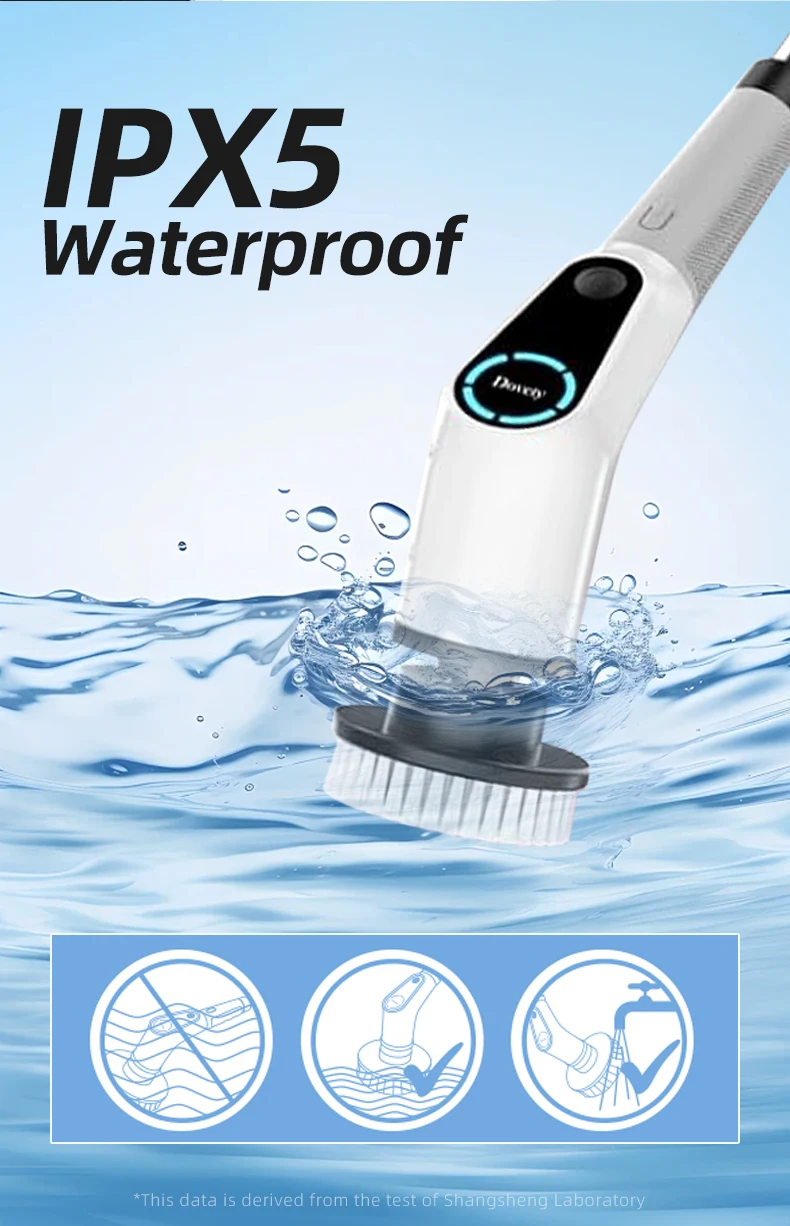 AuSilver Electric Cordless ABS Scrubber Long-Handle Household Kitchen Plastic Floor Cleaning Brush Cleaning Tools