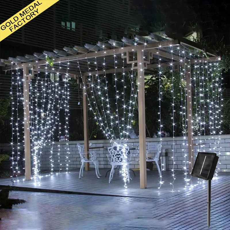 waterfall curtain lights solar