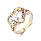 Gold Plated Heart Ring Trendy Hot Selling Gold Plated Zircon Engagement Heart Shaped Ring Designs For Mom