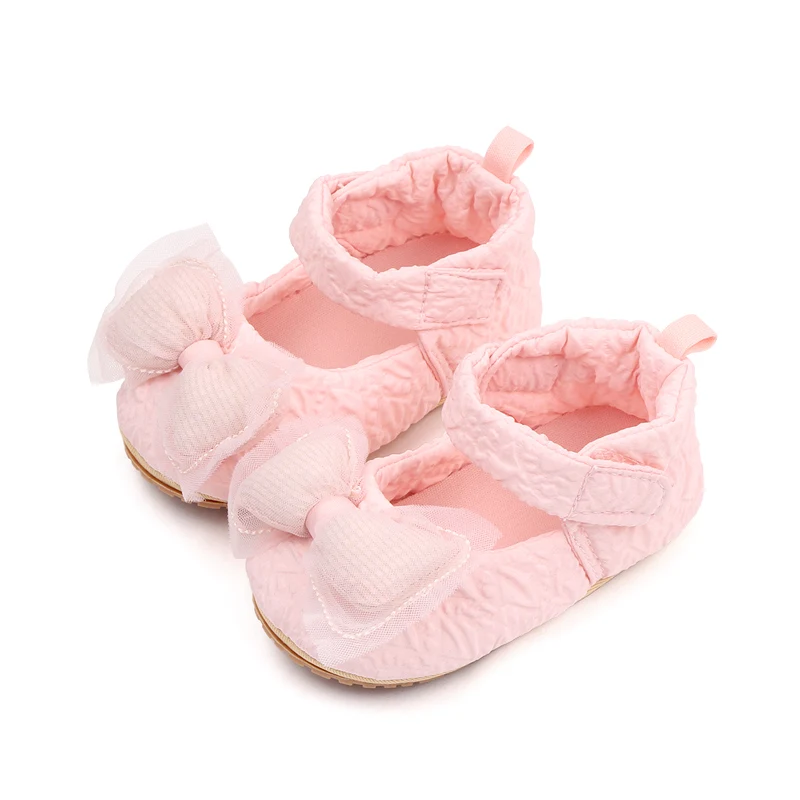 Spring and Fall New Embossed Bow Soft Soled Baby Princess Walking Shoes manufacture