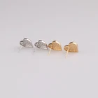 Diamond Stud Earrings Fashional Full Diamond Hot Selling Stud Earrings Gold Plated Heart Shape Cz Stone