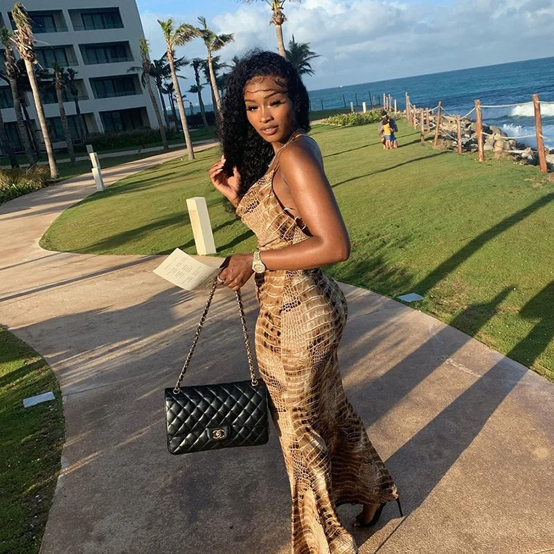 Sexy Women's Leopard Snake Print Dress 