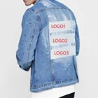 Logo Outdoor Wear Mens Jacket Custom Embroidred Customize Logo Black Casual Demin Jackets For Men