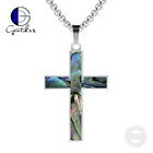 Abalone Pendant Necklace Pendant Gentdes Jewelry Abalone Inlay Cross Pendant Customized Stainless Steel Necklace