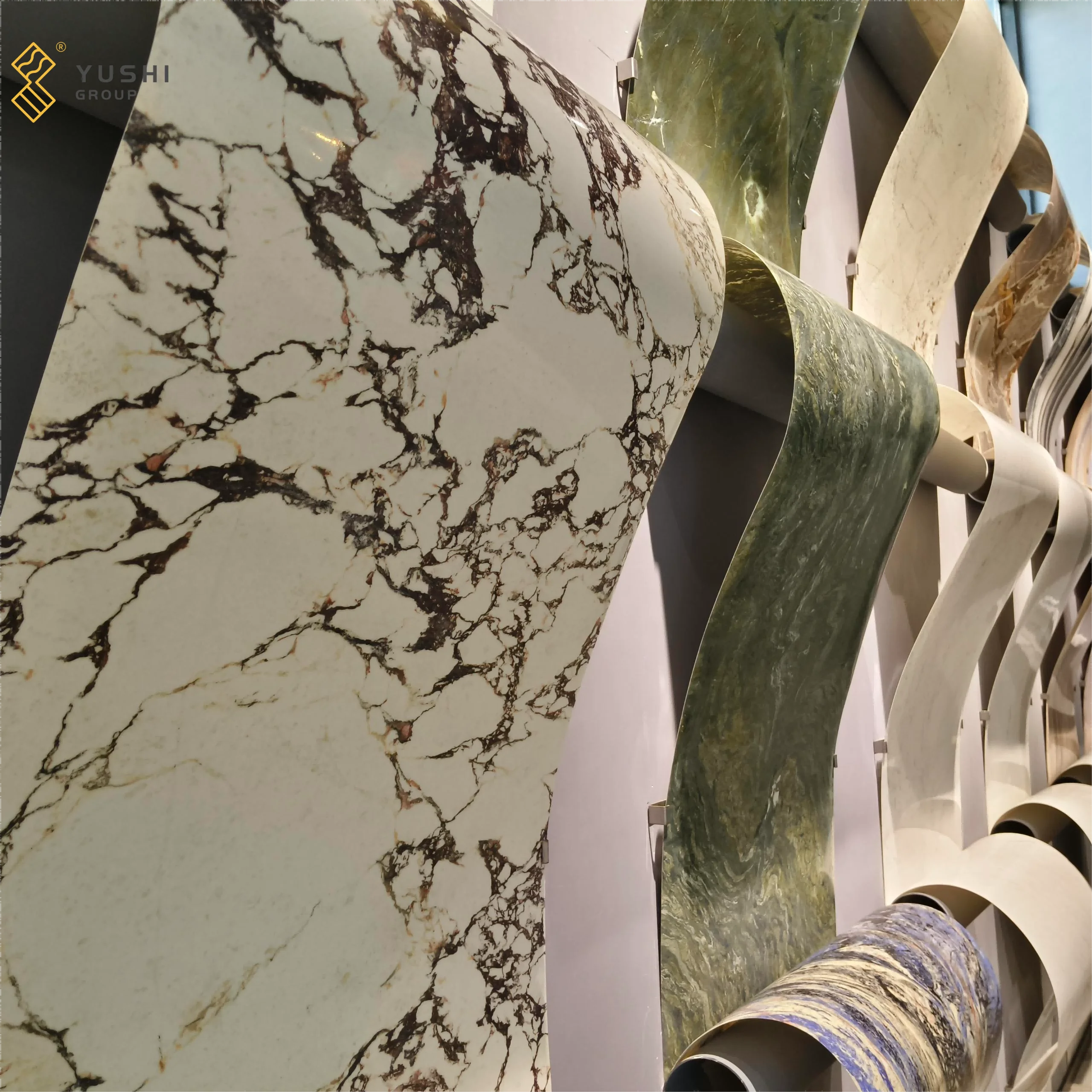 YUSHI Customized Sizes Super Ultra Thin Flexible Natural Marble Veneer Tiles for Villa Hotel Wall Floor Cabinet Decoration factory