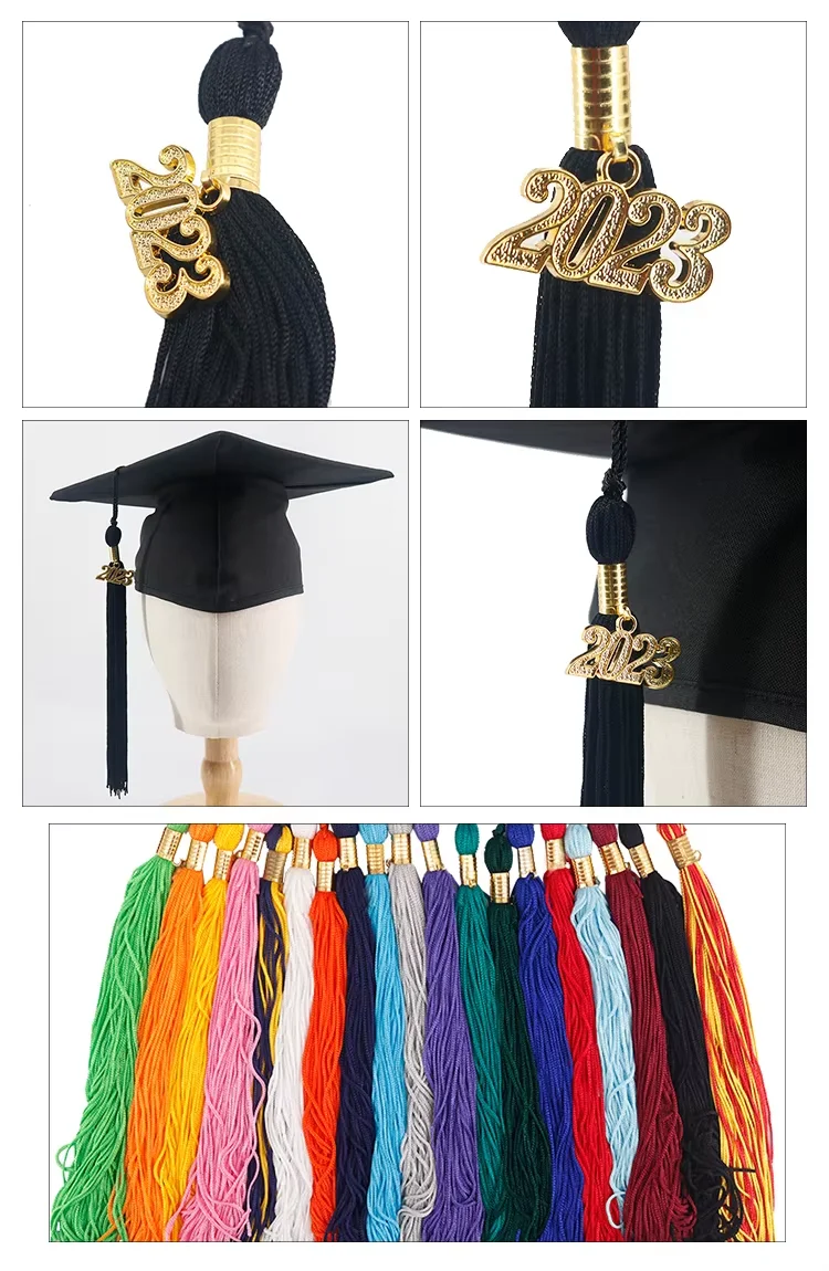 Custom Zinc Alloy 2023 2024 2025 Year Pendant Gold Graduation Tassel Year Charms for Tassel Decoration supplier