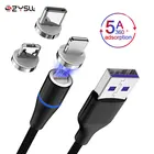 Type Cable Usb Nylon 8-Pin Type C Micro Led 3 In 1 Nylon Braided 5A Fast Charging Magnetic USB Cable