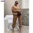 2021 High Quality Comfy Cotton Custom Crewneck Sweatshirt Long Sleeve Casual Women Hoodie Set