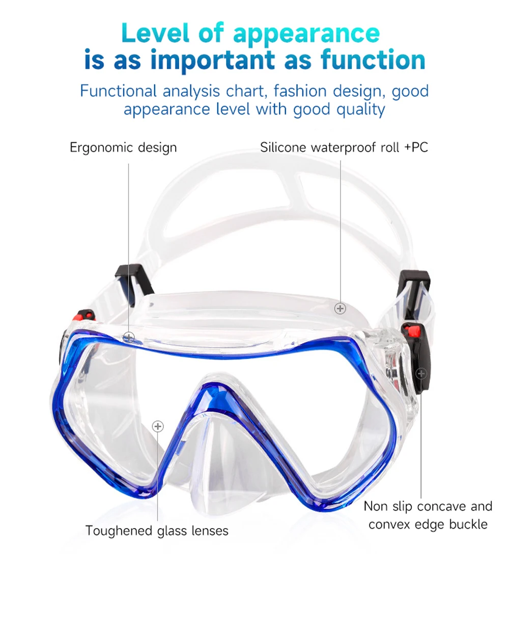 Anti-fog Anti-leak Liquid Silicone Diving Goggles Glasses Full Face 