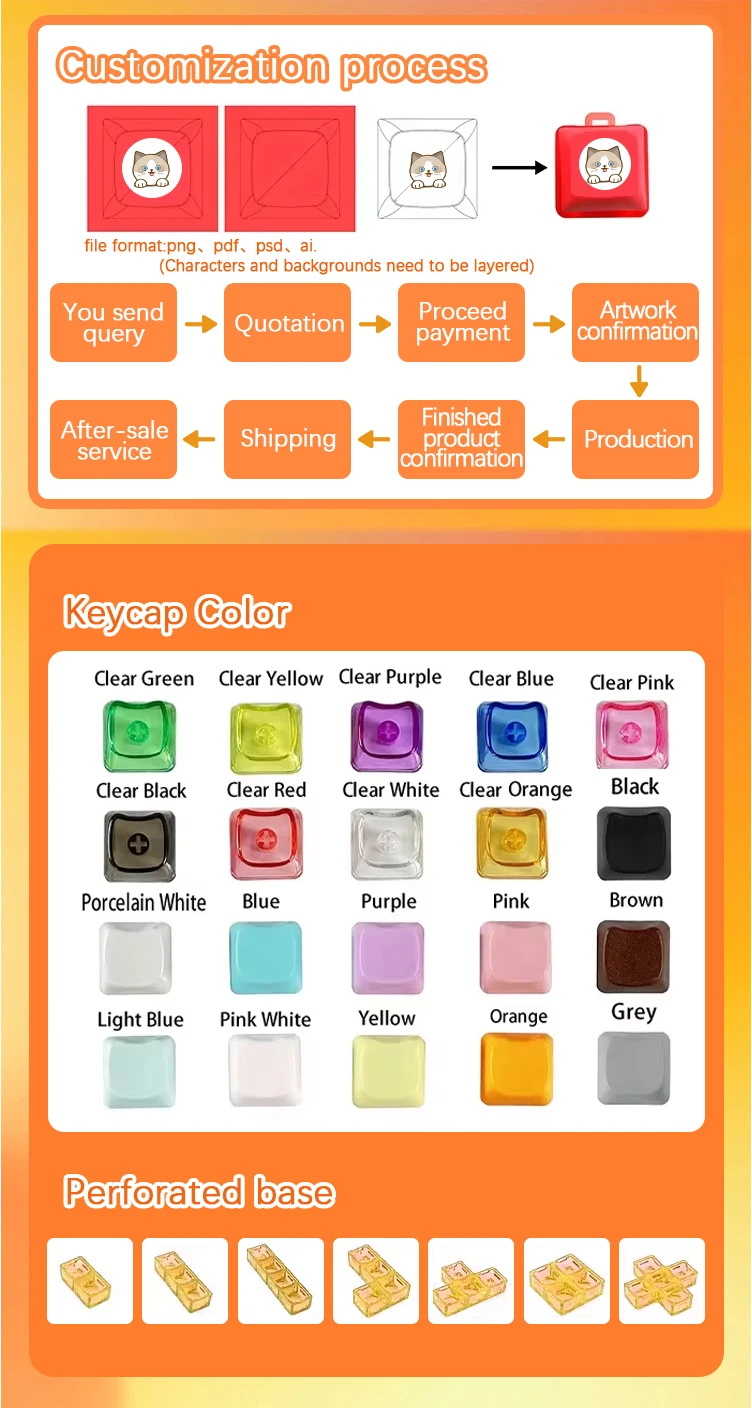 Custom Keyboard Keycap Keychain DIY Logo Printing Design Stress Relief Switch Key Chain supplier