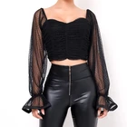Long Sleeve Spring The New Sexy Fashion Women Chiffon Long Sleeve Crop Top Chiffon Shirt