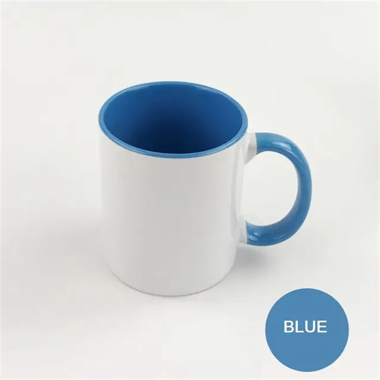 Custom LOGO 11 OZ Heat Press Printing DIY Photo Sublimation Inner Colored Ceramic Mug With Colorful Handle