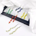 Earrings Long Fashion Bohemian Jewelry Women Flower Beaded Earrings Extra Long Dangle Seed Beads Boho Drop Daisy Earrings