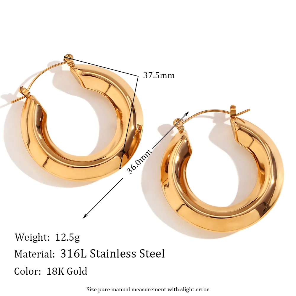 Hip Hop Stainless Steel Gold plated punk specifications china wholesale multi hoop bold hoop earrings