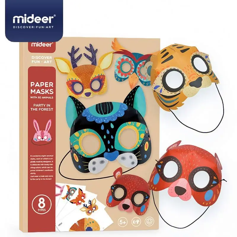 Mideer Kids Diy Paper Masks Party In The Forest Cartoon Halloween Costume  Animal Face Birthday Handcraft Toys Md4118 - Buy Cartoon Party Paper  Masks,Paper Party Eye Mask Product on 