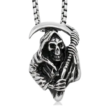 Stainless Steel chain Skull Sickle Men Necklace Wholesale Game Jewelry for Boyfriend Birthday Gift Gothic Vintage