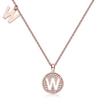 Sgarit Fashion Jewellery 26-Letter W 925 Silver Rose Gold Plated 0.14Ct Moissanite Pendant Necklaces High Quality Fine Jewelry