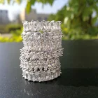 Cubic Zirconia Drop Shipping Wholesale Silver Plated Diamond Ring Baguette Cubic Zirconia Rings For Woman