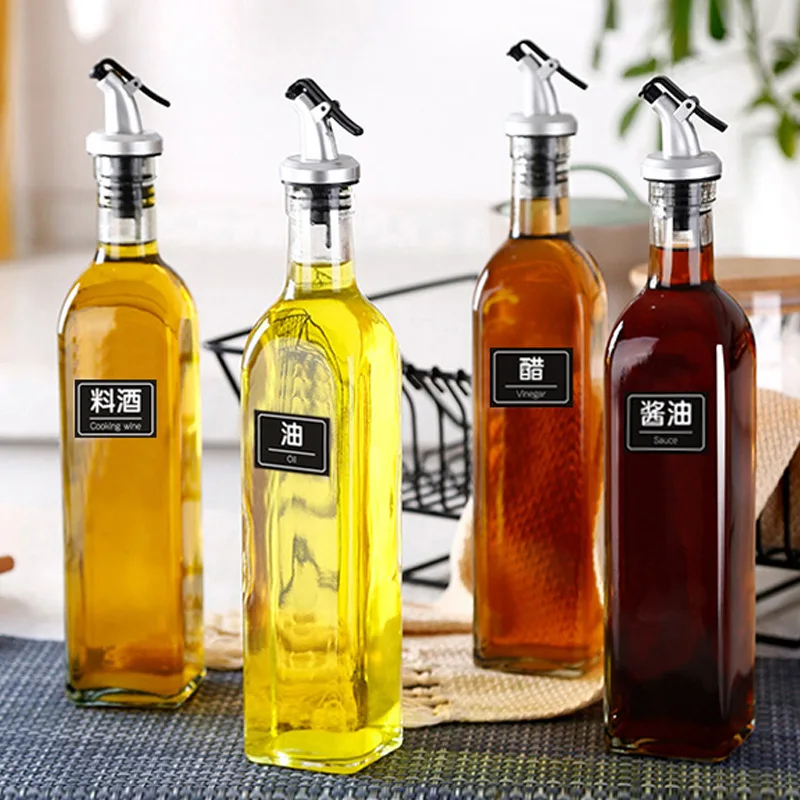 Oil Dispenser Bottle 4 Pcs Glass Olive Oil Dispenser and Vinegar Dispenser Set Safe Packing Box