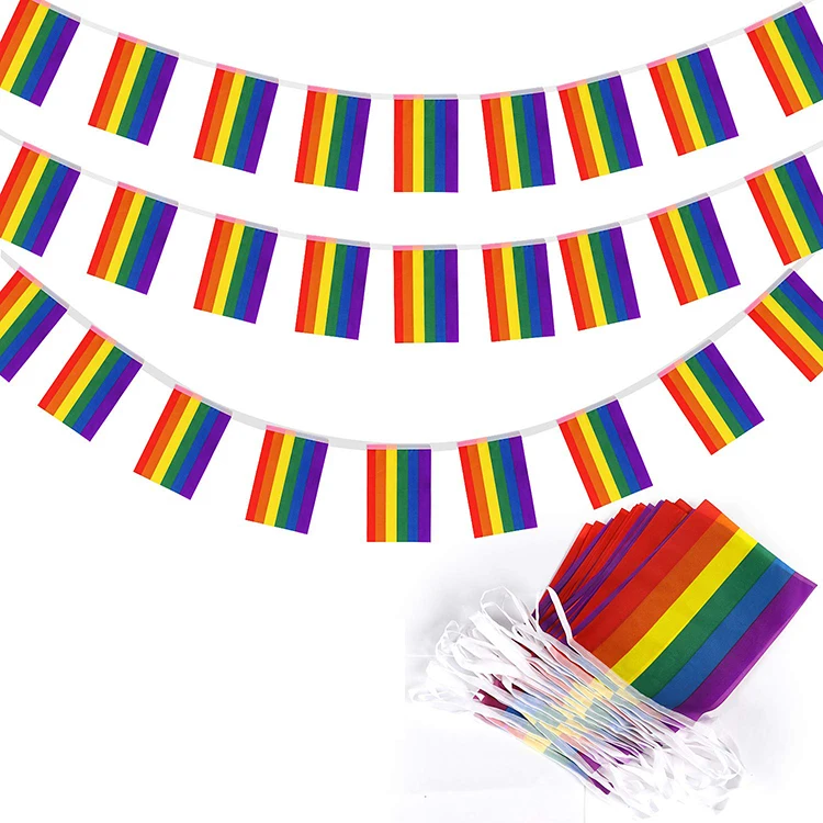 Gay Pride LGBT 10 flag bunting Rainbow 3 metre long 
