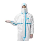 Coats Non-woven Pp Fluid Resistant Disposable Coverall Buttons Lab Coats