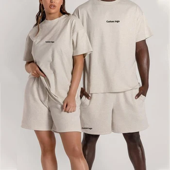OEM manufacture bulk heavy french cotton custom tshirt oversized femme couple black heavyweight premium cotton t shirt