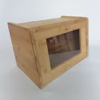 Custom Kitchen Bamboo Bread Box Cake Pizza Cookies Bread Tacks Pantry Box With Glass Lid