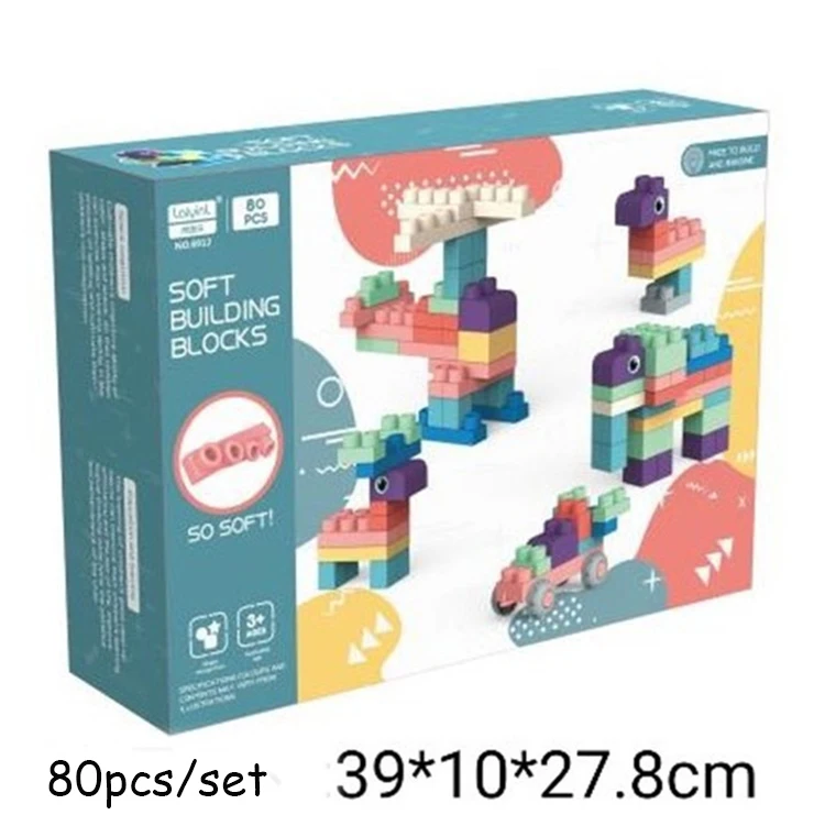 Cheap big building blocks toy popular  New Soft rubber blocks Kids blocks 20/50/80PCS
