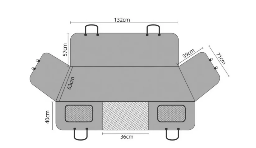 Housse de siège de voiture pour chien en tissu Oxford 600D imperméable de haute qualité, extension de siège arrière en maille visible multifonctionnelle pour animaux de compagnie-58