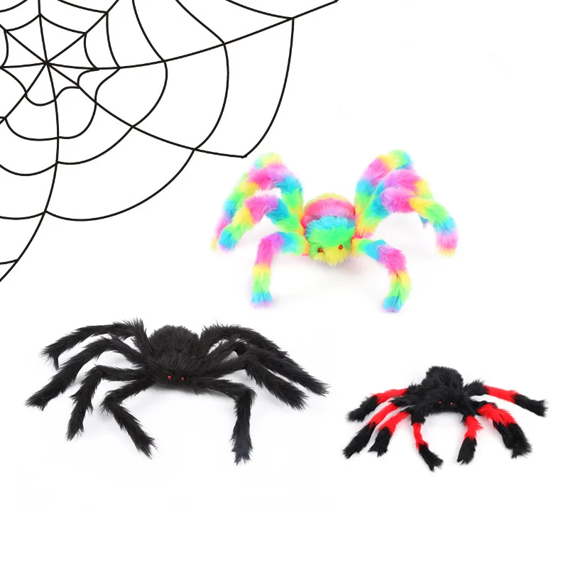 outdoor decorated spider webs halloween ornaments costume plush