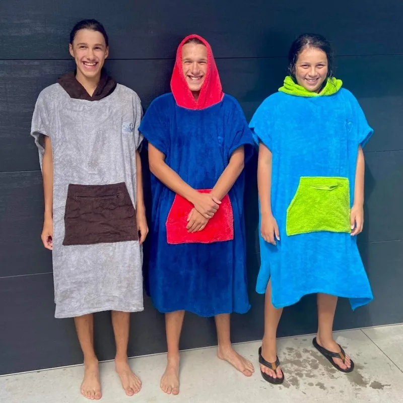 Custom kids hooded bath towel beach surf poncho