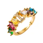 Ring Made In China Women's Adjustable Diamond A - Z Initial Name Stackable Ring Letter Ring