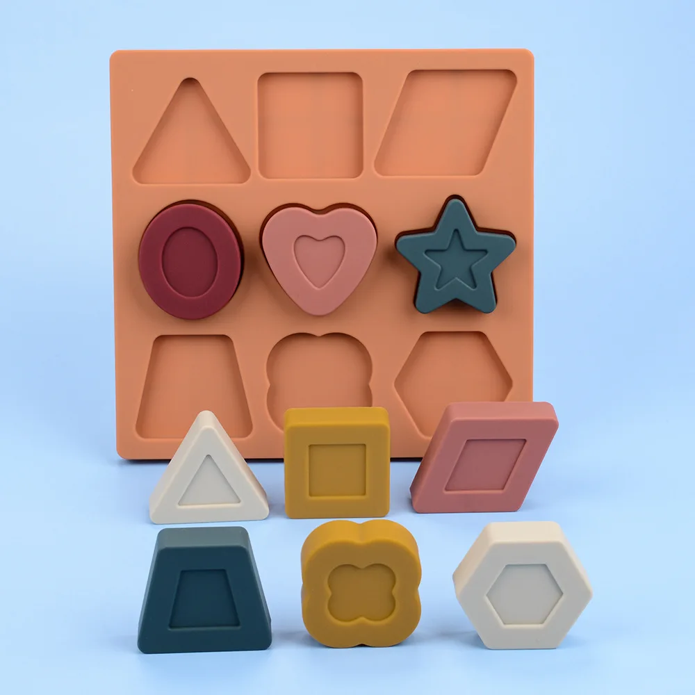 Wholesale Silicone Educational Toys Baby Silicone Geometric Puzzle Sensory Toy Preschool Games Montessori Toys for Toddlers