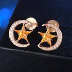 Star Jewelry Star Earings 18k Moon And Star 18k Gold Fashion Jewelry Sapphire And Diamond Earrings
