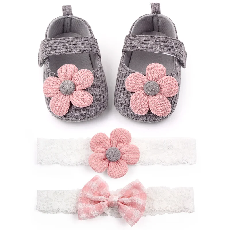 Hot Selling Baby Girl Shoes and Baby Hairband Headband Sets Design manufacture