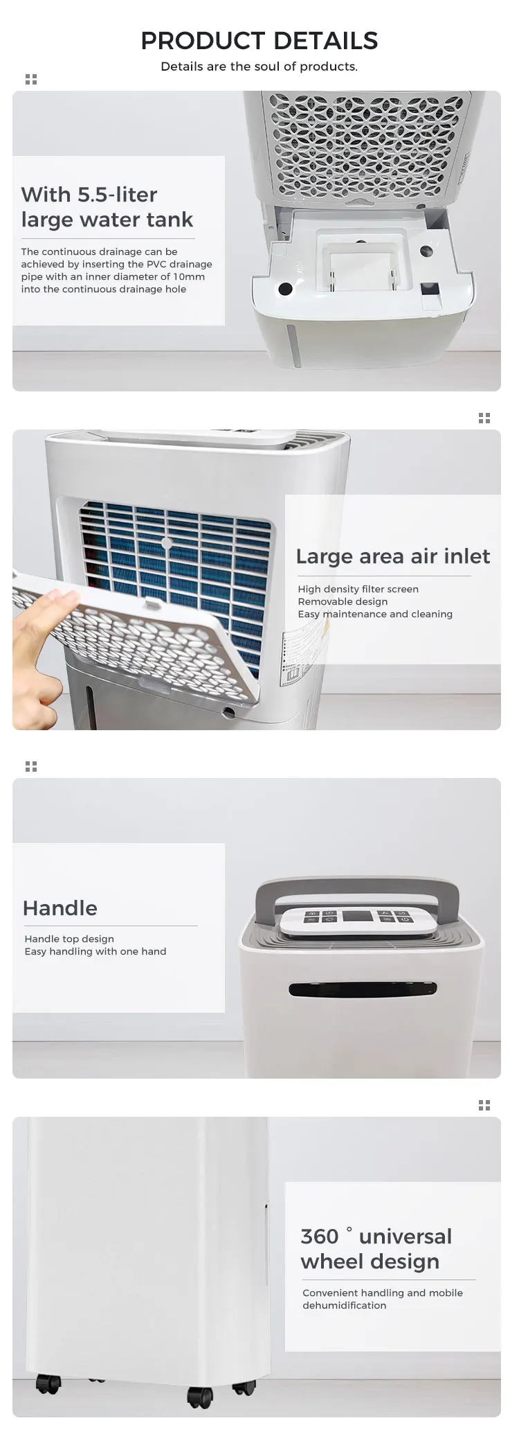 Commercial Home Electric Dehumidifier, 220, 42 pints - detail 6