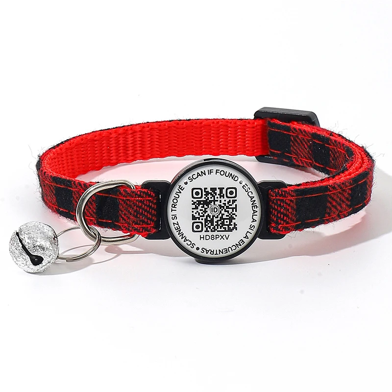 Hot Selling QR Code Pet Collar with Bell ID Tags Simple Scanning Code Registration for Anti-Loss Tracking for Small Dogs Cats