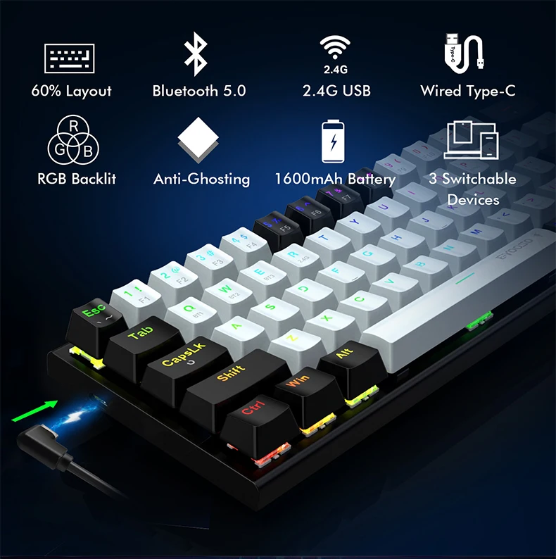 E Yooso Z Programmable Rgb Bt Wireless Mechanical Keyboard Teclado