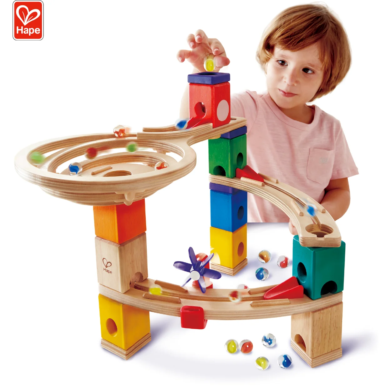 hape quadrilla marble run construction