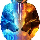 Hoodie Sport New Personality Hoodie Fashion 3D Wolf Digital Printing Sport Pullover Outwear