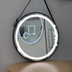 Frame Mirrors Leather Strap Metal Frame Large Size Black Gold Bathroom Led Hanging Round Wall Mirrors