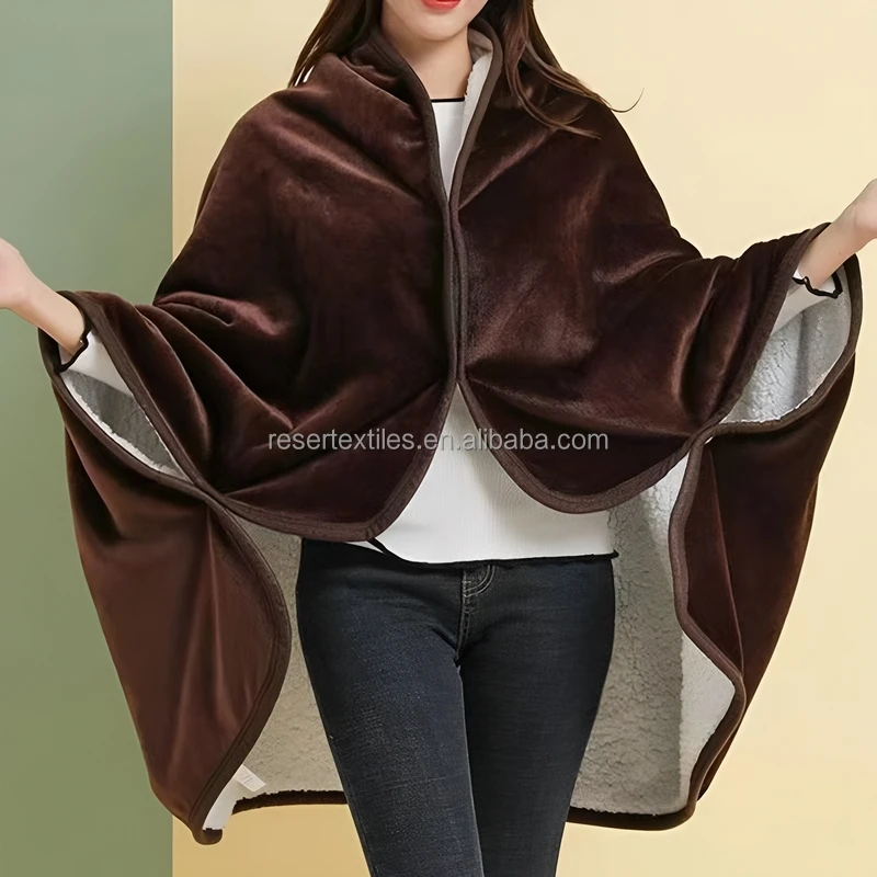 Wholesale Velvet Bath Blanket European Style Absorbent Anti-Pilling Eco-Friendly Customizable Shawl Cape Wrap Wearable Blanket