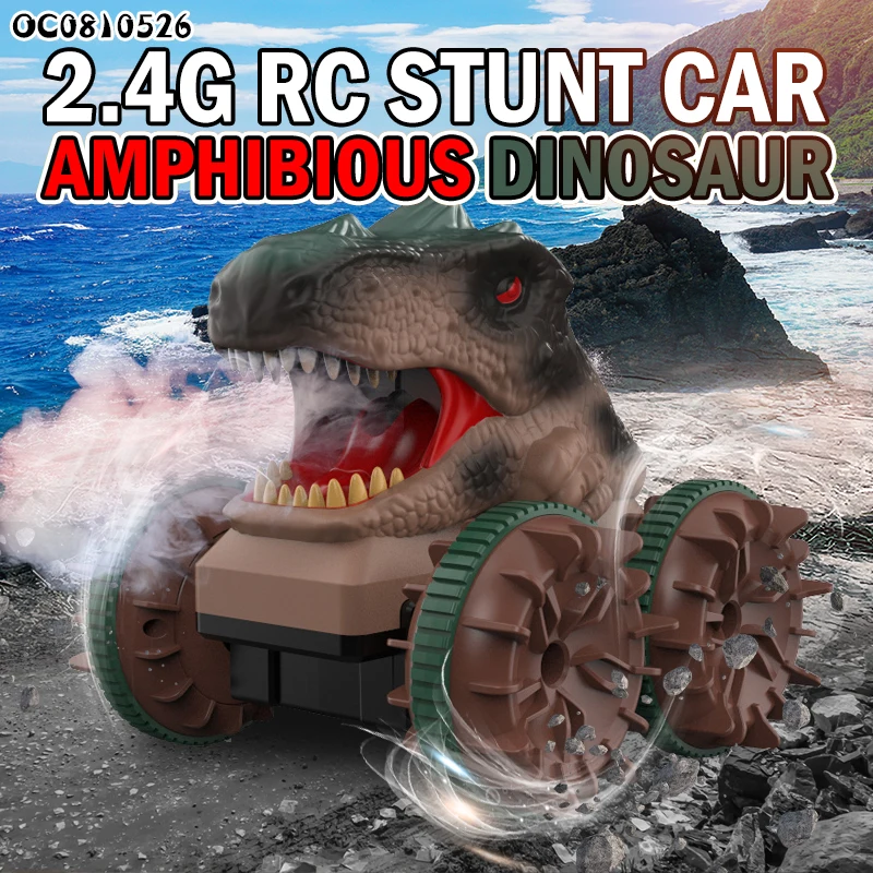 Amphibious 2.4ghz 4wd rc stunt car dinosaur remote control for boys