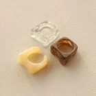 Hot Fashion Color Restoring Ancient Ways Geometric Acetate Clear Acrylic Resin Women Open Ring