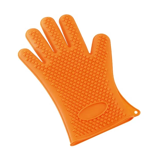 Food Grade Cooking Heat Resistant Silicone Fabric Oven Mitt Kitchen Baking Gloves factory