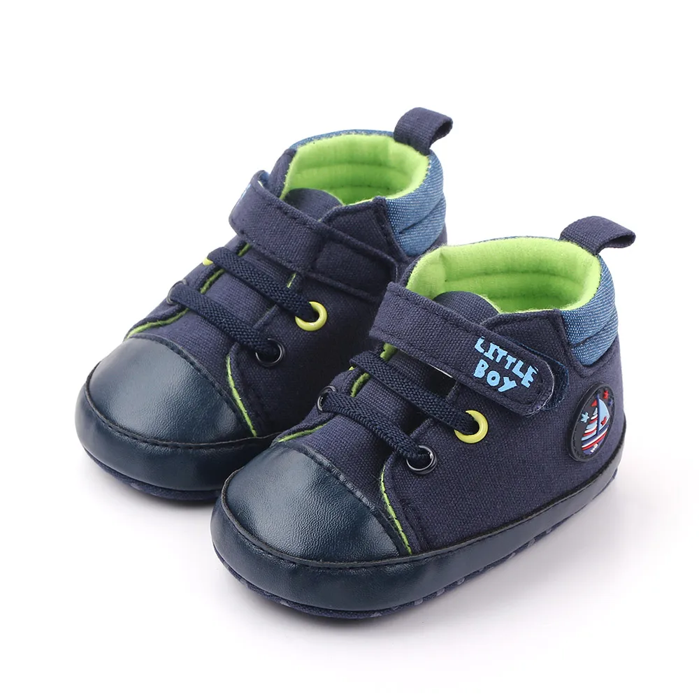 Cartoon Retro High Top Fashion Trend Alphabet Decorated Baby Canvas Toddler Shoes supplier